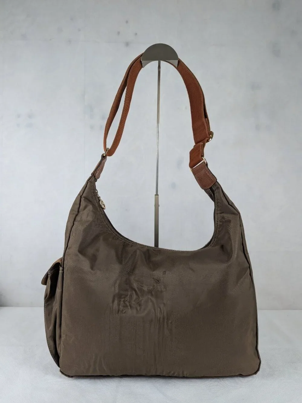 Longchamp le Pliage Crossbody Shoulder Hobo Bag Green - Pre-Loved - Authentic